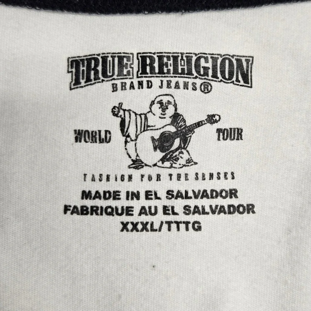 True Religion Graphic T-Shirt Big & Tall XXXL Raglan Baseball Tee Panther‎ Logo